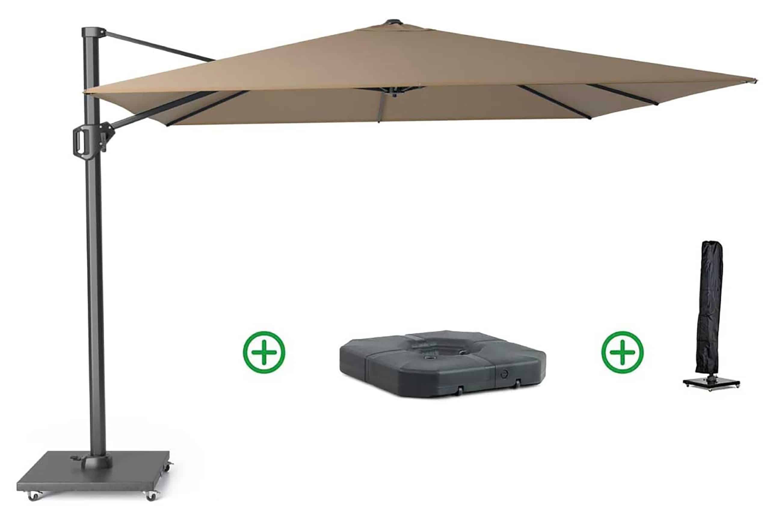 platinum challenger zweefparasol 3x3m t1 (incl. voet + hoes) taupe