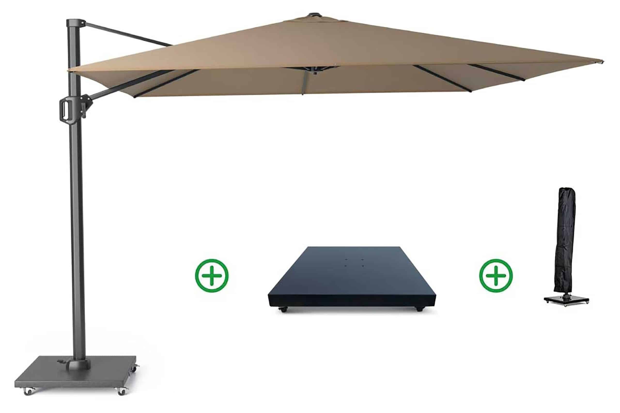 platinum challenger zweefparasol 3x3m t1 (incl. voet + hoes) taupe