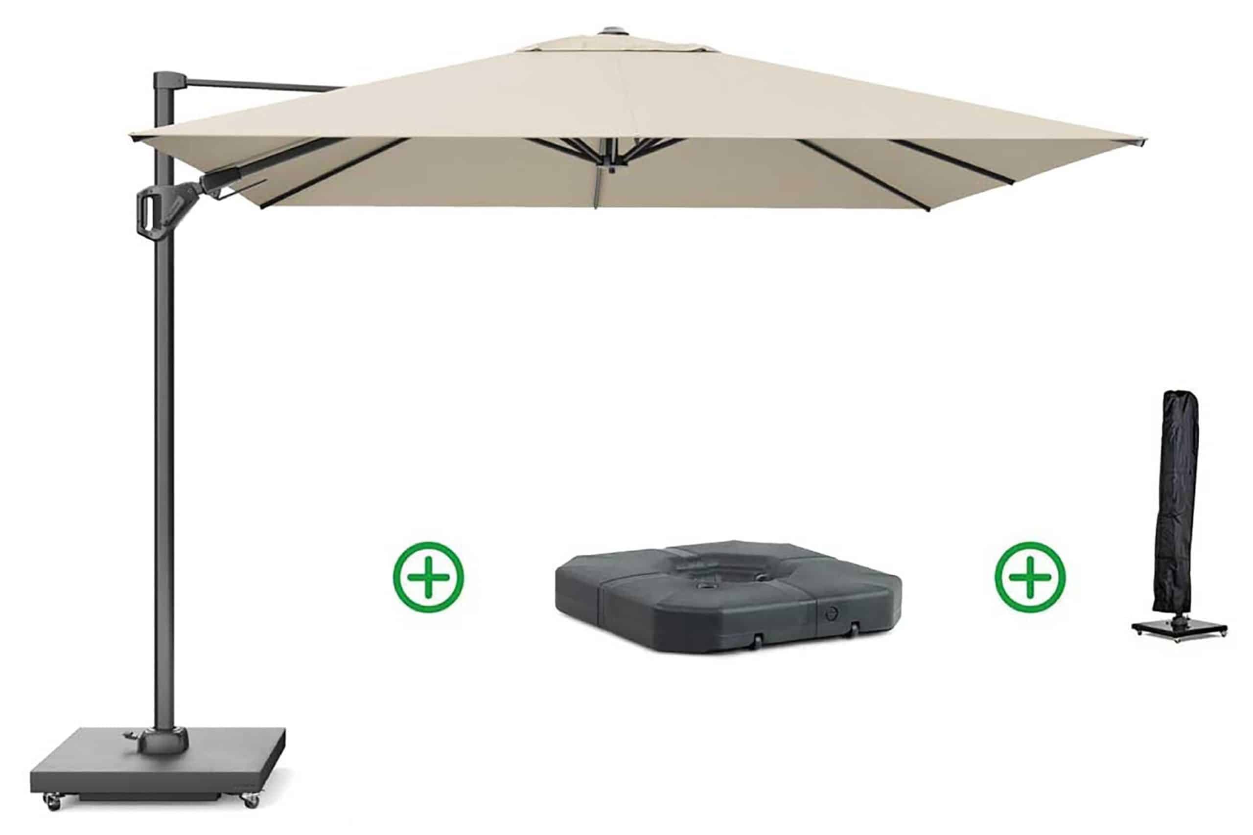 platinum challenger zweefparasol 3x3m t2 premium (incl. voet + hoes) champagne