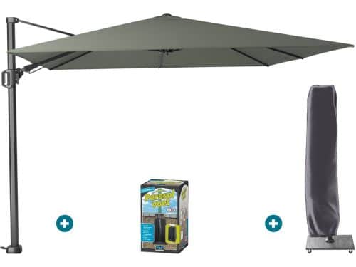 Platinum Challenger Zweefparasol T2 3x3 m - Olijf met ingraafvoet