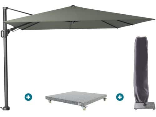Platinum Challenger Zweefparasol T2 3x3 m - Olijf met voet