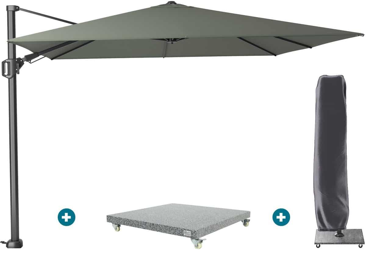 platinum challenger zweefparasol t2 3×3 m olijf met voet