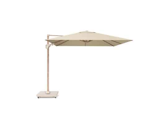 Platinum Challenger zweefparasol T2 Premium 3x3 Teak frame champagne doek