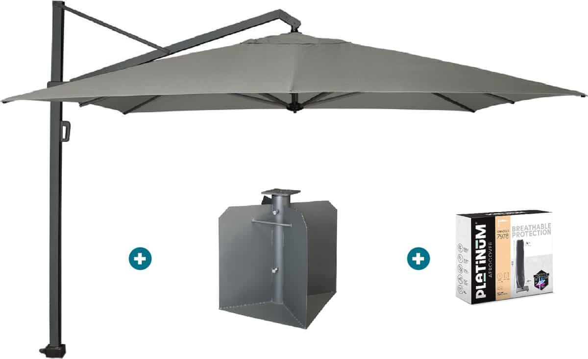platinum icon t1 zweefparasol 4x3m. manhattan grey met