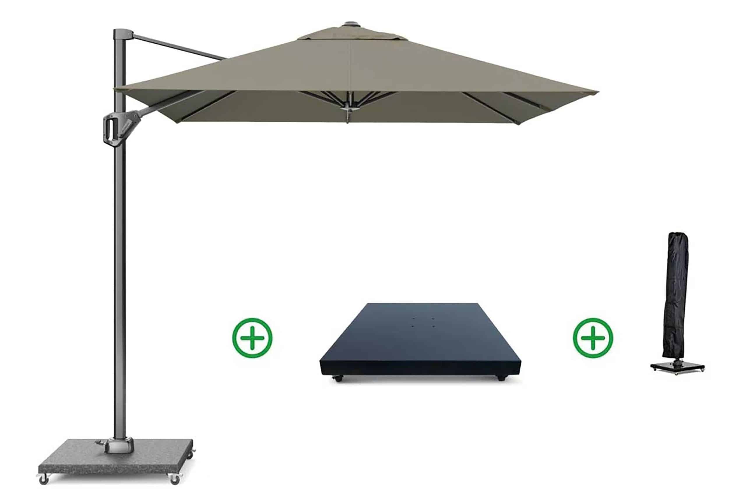 platinum voyager zweefparasol 2.5×2.5m t1 (incl .voet + hoes) taupe