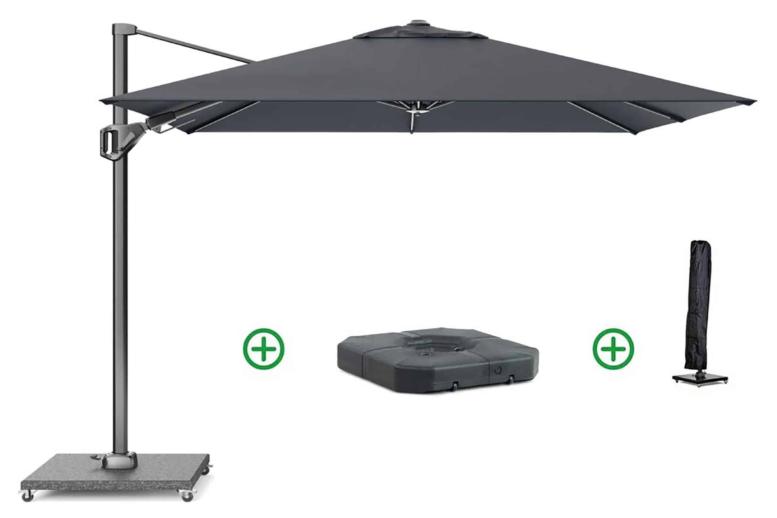 platinum voyager zweefparasol 2.7×2.7m t2 (incl. voet + hoes) faded black