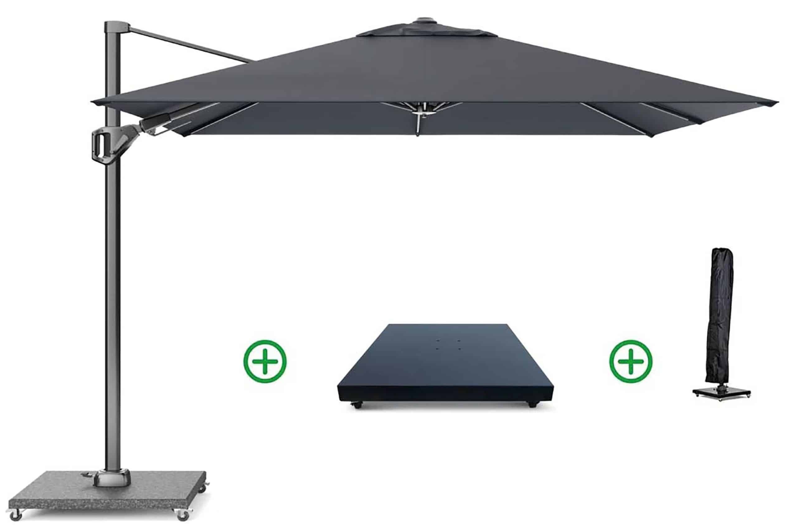 platinum voyager zweefparasol 2.7×2.7m t2 (incl. voet + hoes) faded black