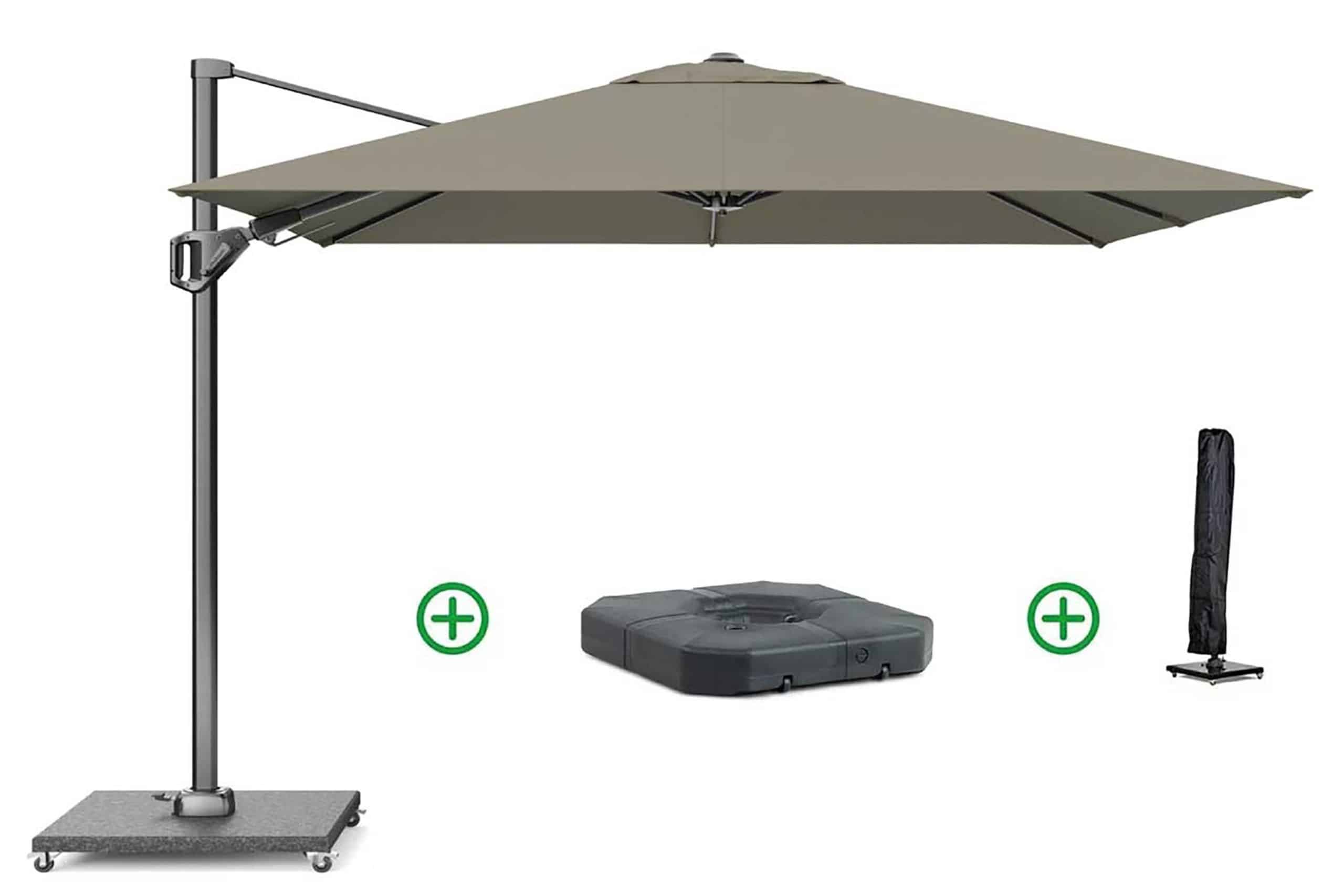 platinum voyager zweefparasol 2.7×2.7m t2 (incl. voet + hoes) taupe