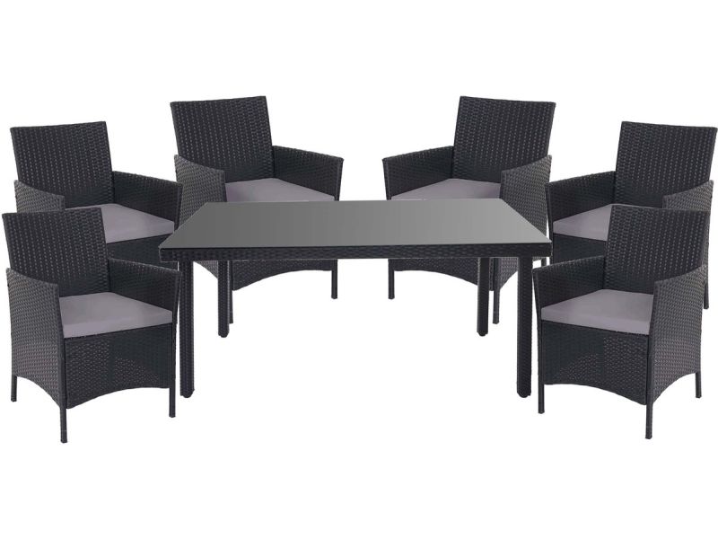 Poly rotan set Halden, tuinmeubelen balkonset zitset ~ antraciet