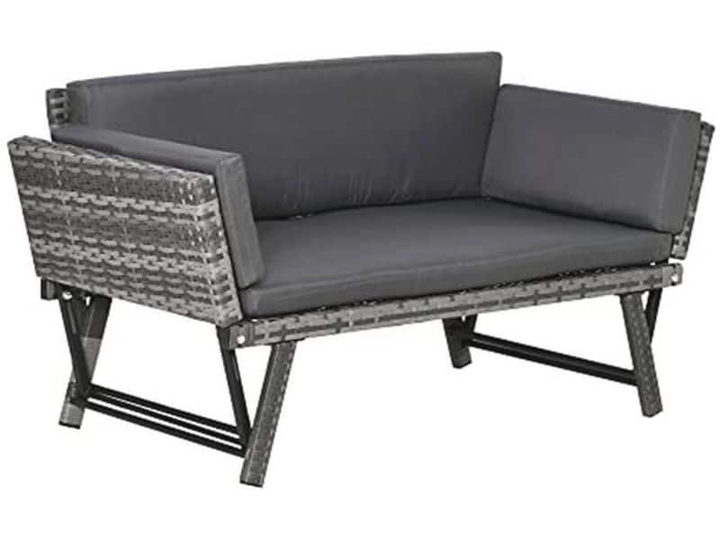 Poly Rotan Tuinbank 2 Zits Loungebank Met Opklapbare Armleuningen