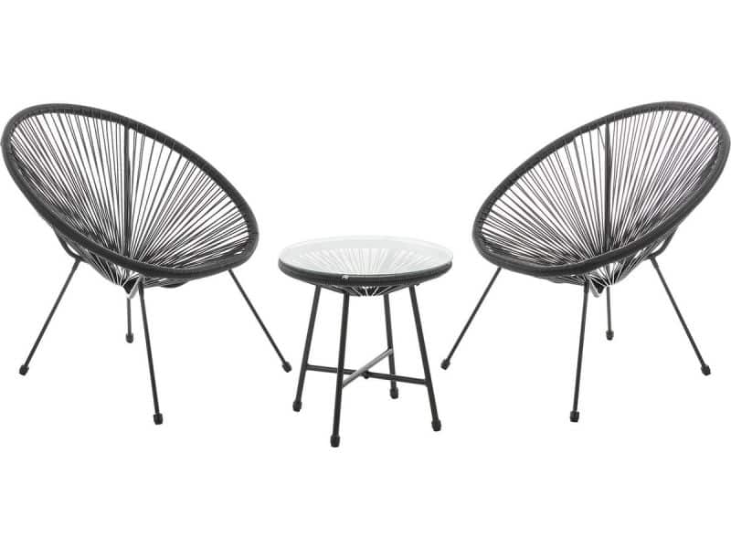 Polyrotan Balkonmeubel / Balkonset Ostana - 3-delig - Zwart