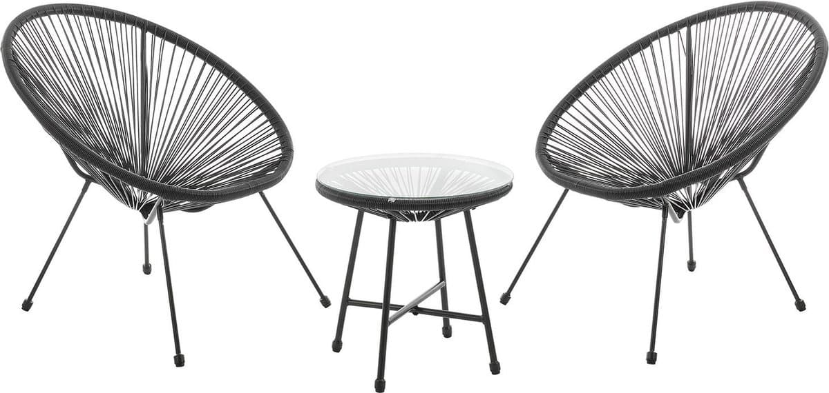 polyrotan balkonmeubel / balkonset ostana 3 delig zwart