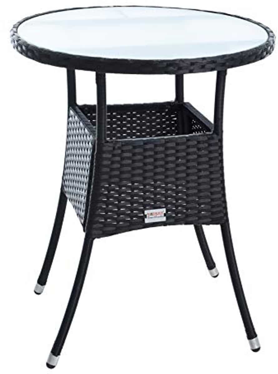 polyrotan bijzettafel rond voor tuin en balkon stijlvolle koffietafel