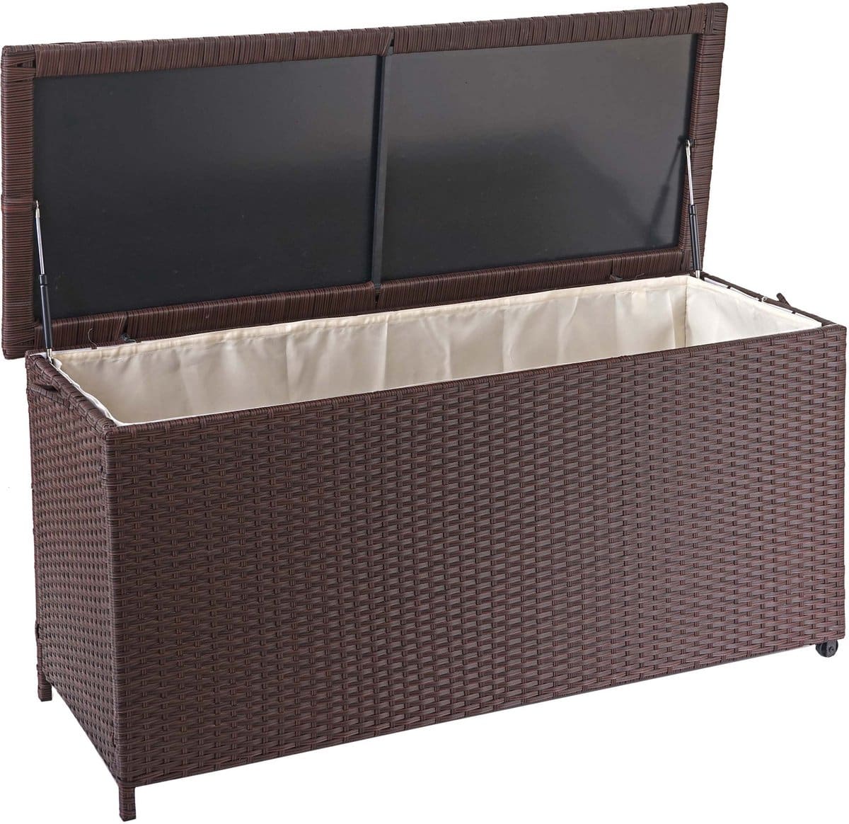 polyrotan kussenbox mcw d88, tuinkist kussenbox kist ~ premium bruin