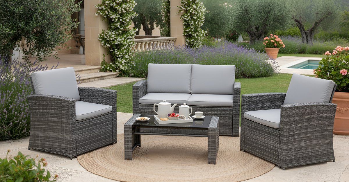 polyrotan lounge tuinmeubelset 12 delig weerbestendige outdoor loungeset met bank