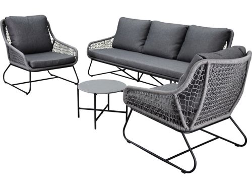 Portofino stoel bank loungeset 4 delig antraciet rope