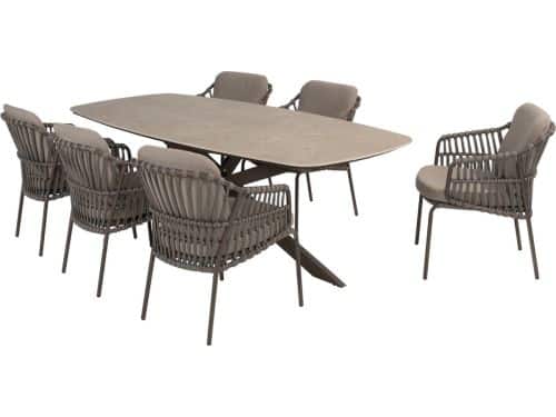Prado Capalbio dining tuinset barrel 240x105xH75 cm 7 delig keramiek