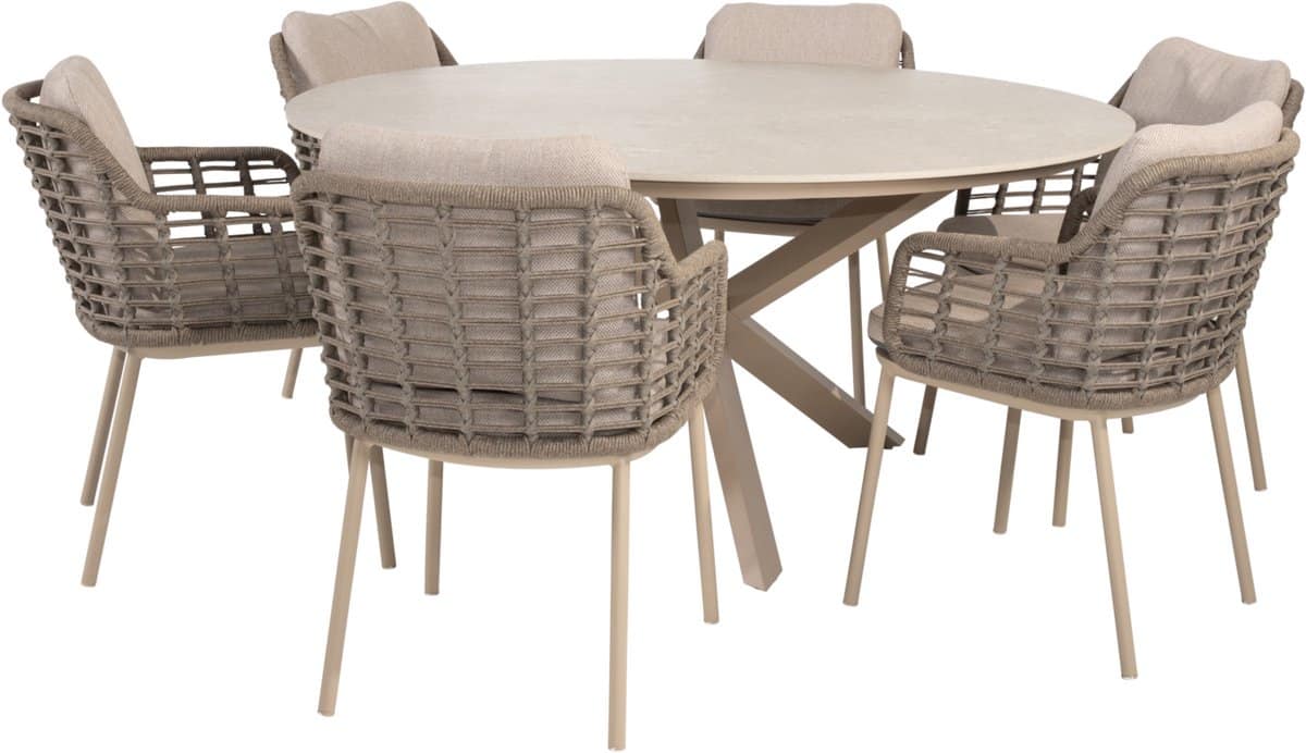 prado puglia dining tuinset 160xh75 cm 7 delig keramiek latte