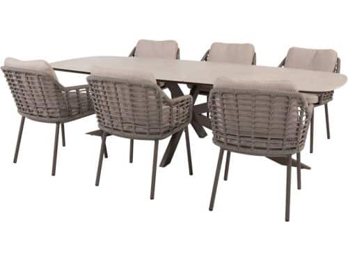 Prado Puglia dining tuinset 240x105xH75 cm 7 delig keramiek terre