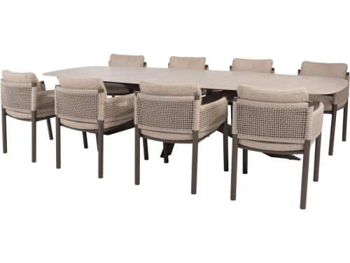 Prado Savanne dining tuinset 300x110xH75 cm 9 delig keramiek terre