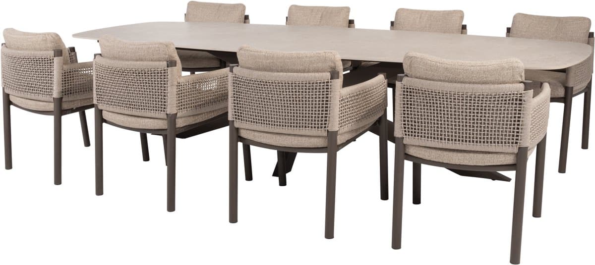 prado savanne dining tuinset 300x110xh75 cm 9 delig keramiek terre