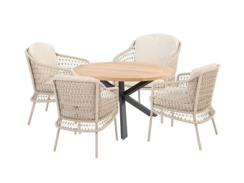 Prado tafel Ø130x75cm met 4 Puccini stoelen