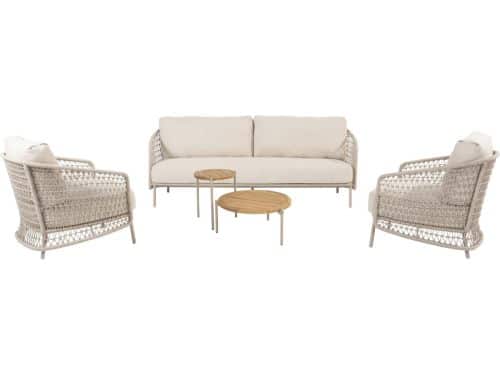 Puccini stoel bank loungeset 5 delig teak latte 4 Seasons