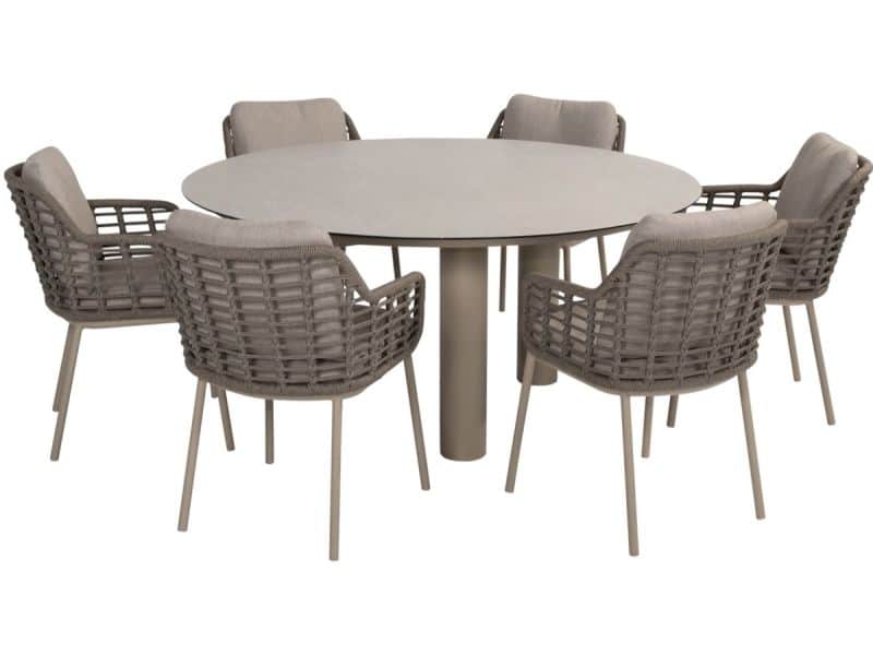 Puglia Donato dining tuinset 160xH75 cm 7 delig keramiek latte