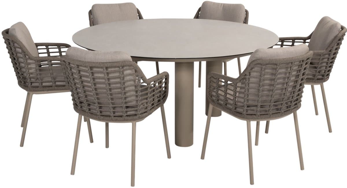 puglia donato dining tuinset 160xh75 cm 7 delig keramiek latte