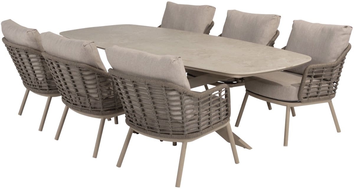 puglia nevada low dining tuinset 250x105xh69 cm 7 delig latte