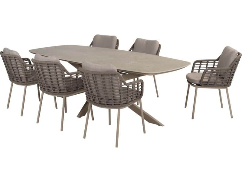 Puglia Prado dining tuinset 240x105xH75 cm 7 delig latte met