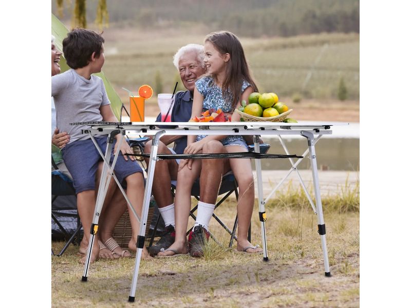 Pugsdrly Picknick klaptafel, opvouwbare tafel, in hoogte verstelbare kampeertafel