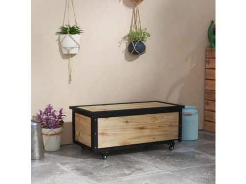 Pugsdrly Tuinopbergbox, 121 liter, 2 wielen, weerbestendig, metalen scharnieren