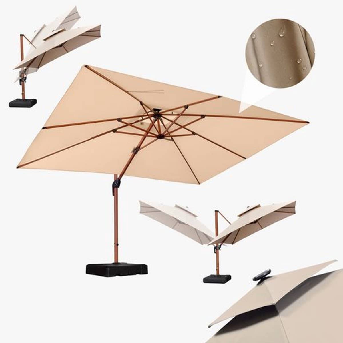 purple leaf rechthoek parasol 360 ° draaibaar kantelbaar