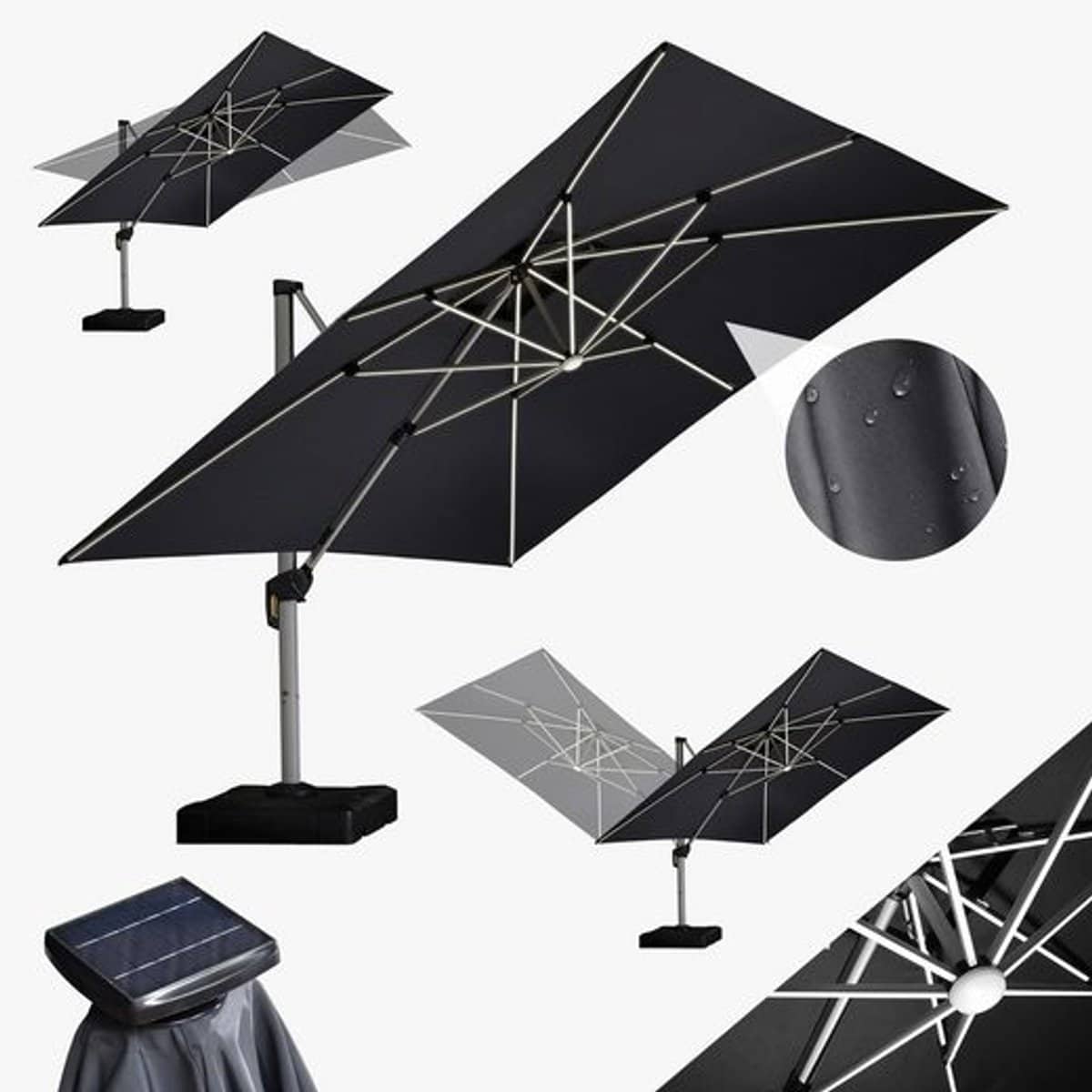 purple leaf rechthoek parasol 360° draaibaar ingebouwde led