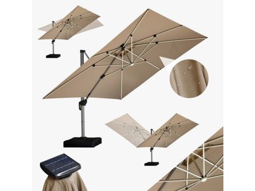 PURPLE LEAF Rechthoek Parasol - 360° Draaibaar - Ingebouwde LED