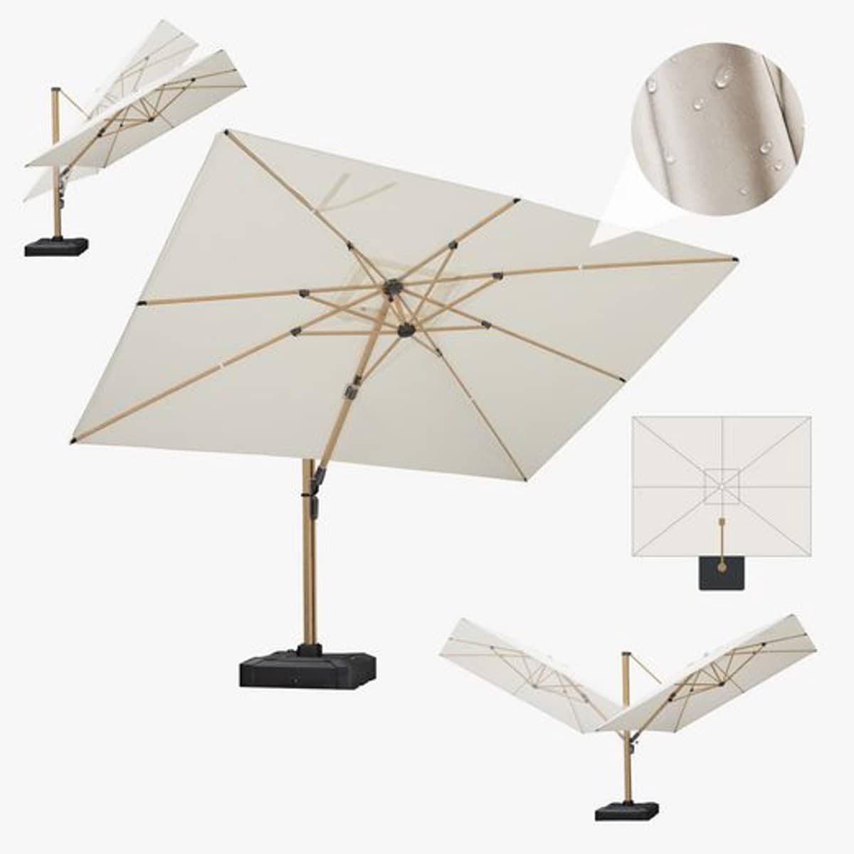 purple leaf rechthoek parasol 360° draaibaar met touwhandvat