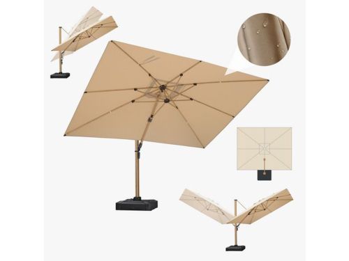 PURPLE LEAF Rechthoek Parasol - 360° Draaibaar - met Touwhandvat