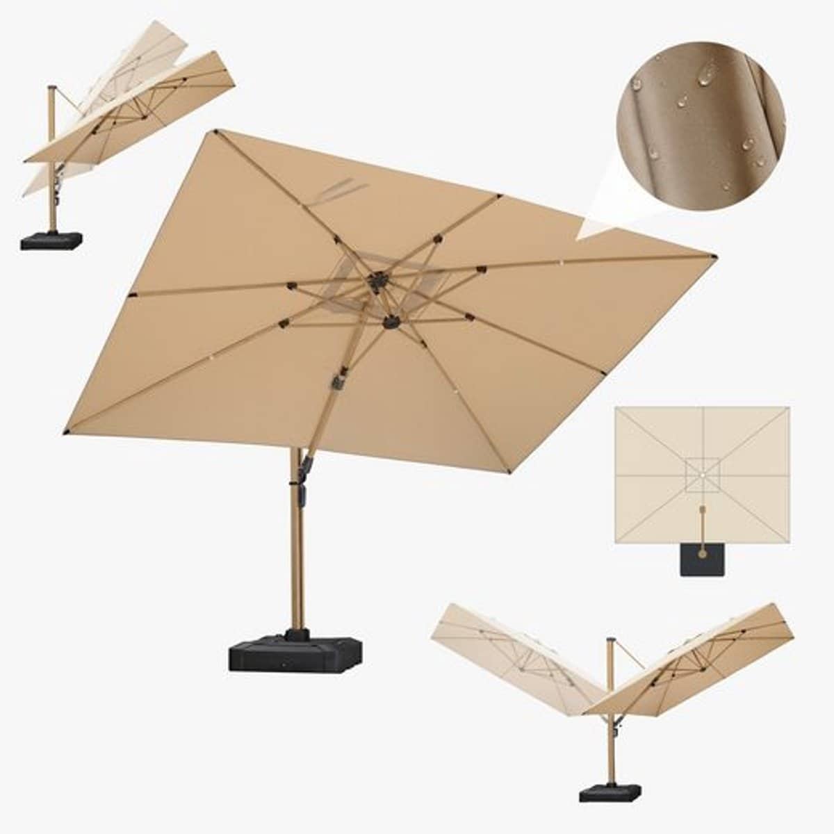 purple leaf rechthoek parasol 360° draaibaar met touwhandvat