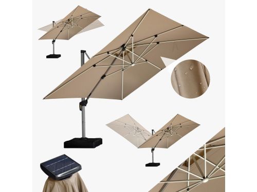 PURPLE LEAF Vierkant Parasol - 360° Draaibaar - Ingebouwde LED