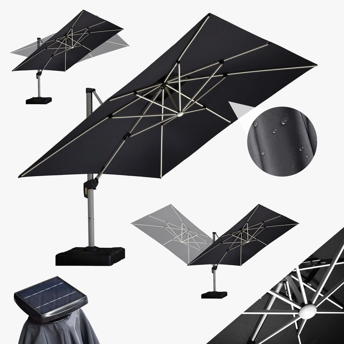 purple leaf vierkant parasol 360° draaibaar ingebouwde led