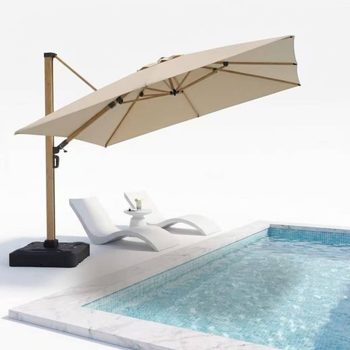 purple leaf vierkant parasol 360° draaibaar met touwhandvat