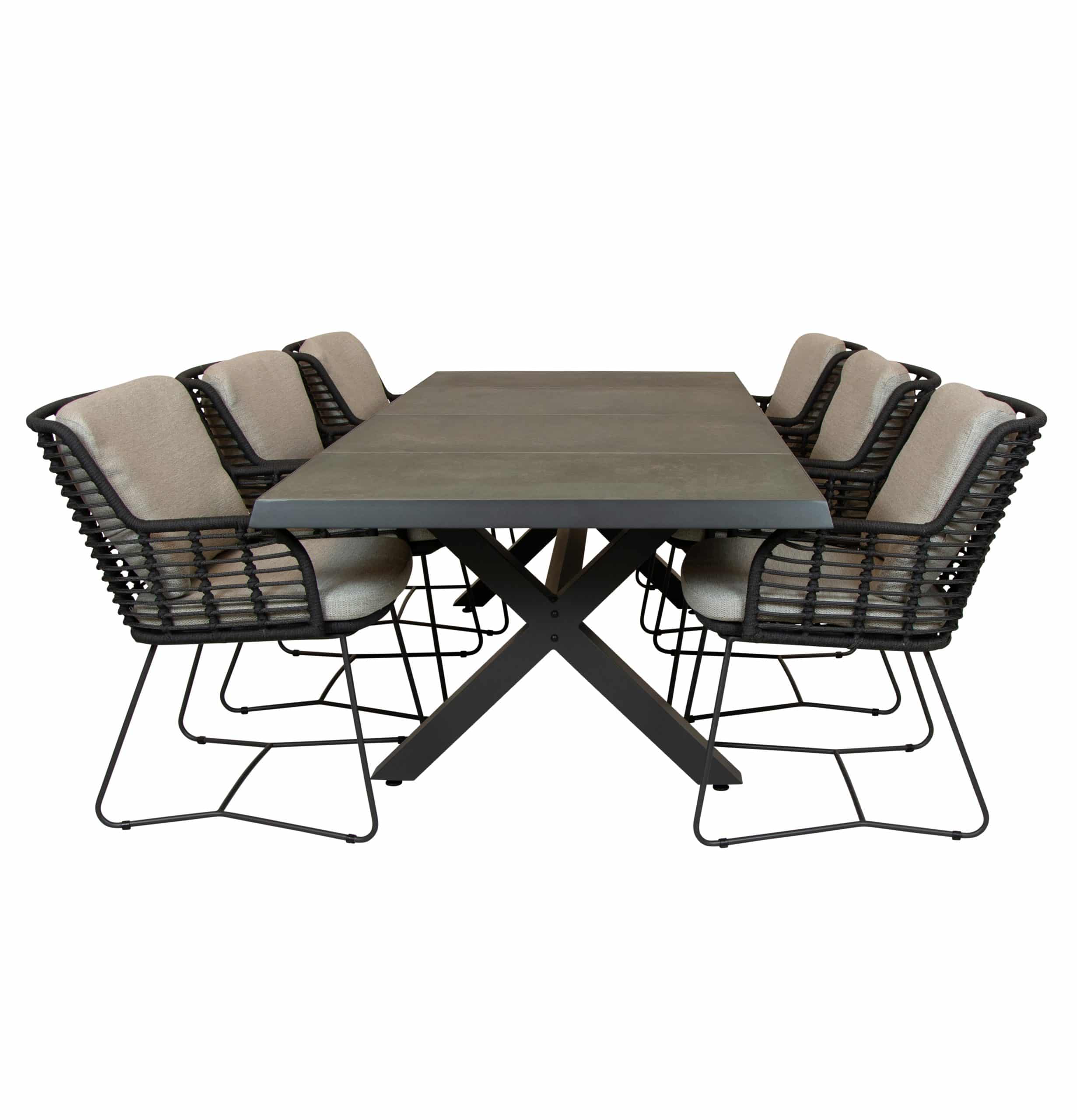 qopps bilby tuintafel met 4so fabrice dining tuinstoel