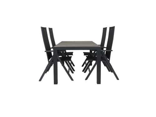 Qopps Levas tuintafel 160 x 90 mat royal Grey met Napoli verstelbare tuinstoel