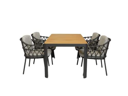 Qopps Mikos tuintafel 160 met 4 4SO Calpi dining tuinstoel