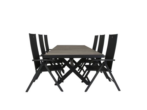 Qopps Ottowa uitschuif tafel 205/265 x 100 antraciet met Napoli verstelbare tuinstoel
