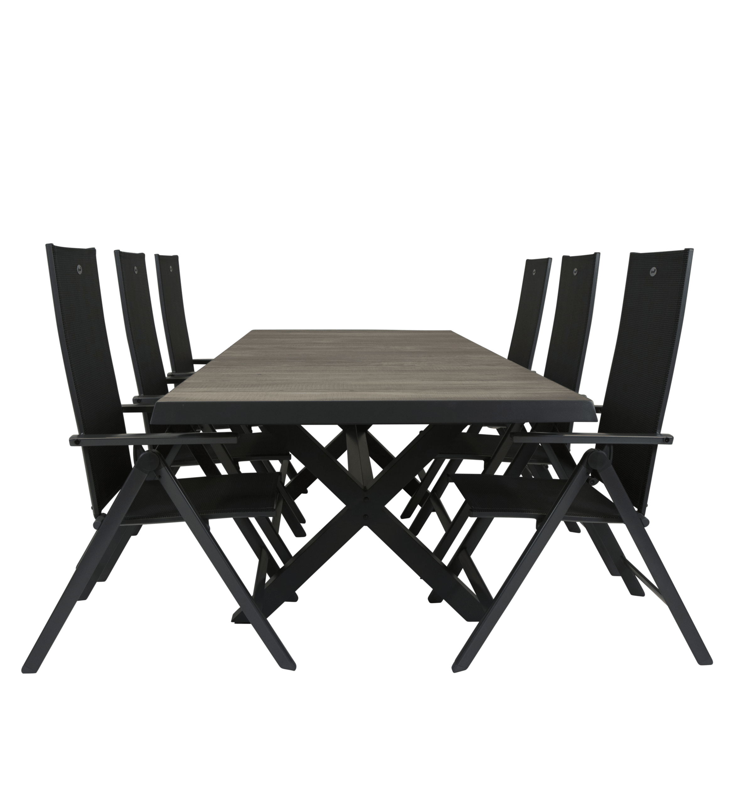 qopps ottowa uitschuif tafel 205/265 x 100 antraciet met napoli verstelbare tuinstoel