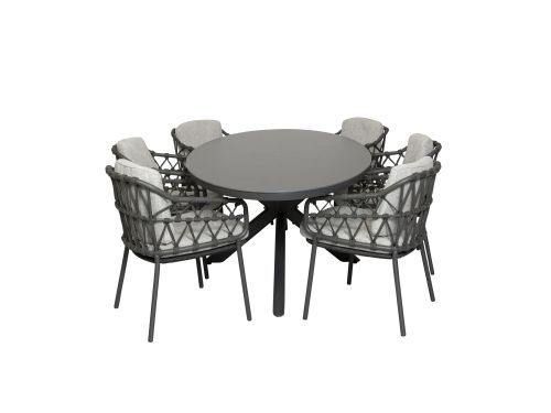 Qopps Vidas tuintafel met 4 4SO Calpi dining tuinstoel