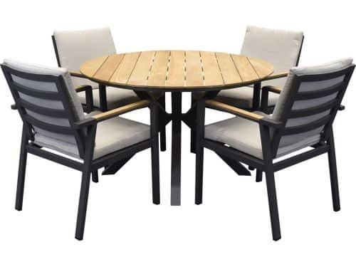 Quincy Lola dining tuinset 120xH75 cm rond 5 delig teak