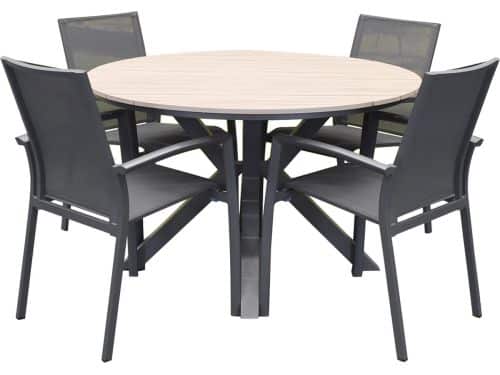 Quincy malaga dining tuinset 120xH75 cm rond 5 delig polywood